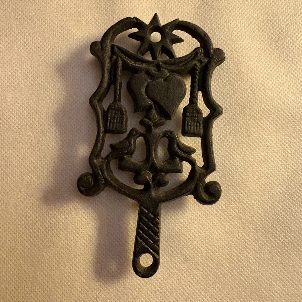 Vintage Black Cast Iron Trivet Set